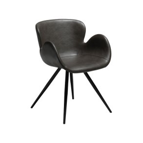 Gaia Dan-Form Esszimmerstuhl mit Armlehnen PU-Kunstleder graulich.