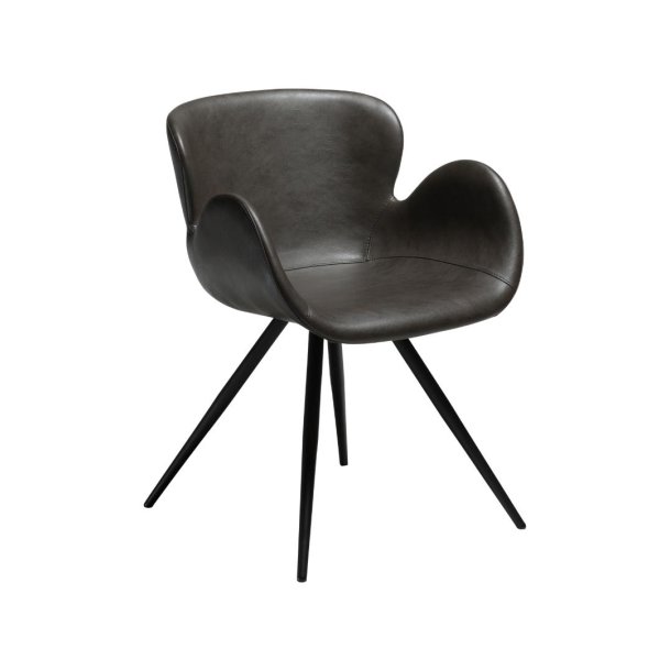 Gaia Dan-Form Esszimmerstuhl mit Armlehnen PU-Kunstleder graulich.