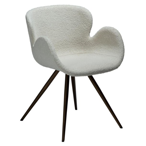 Gaia Dan-Form matstol med armstöd bouclé vit.