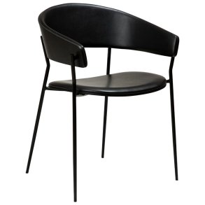 Crib Dan-Form spisestuestol med armln finer ask, PU kunstlder sort.