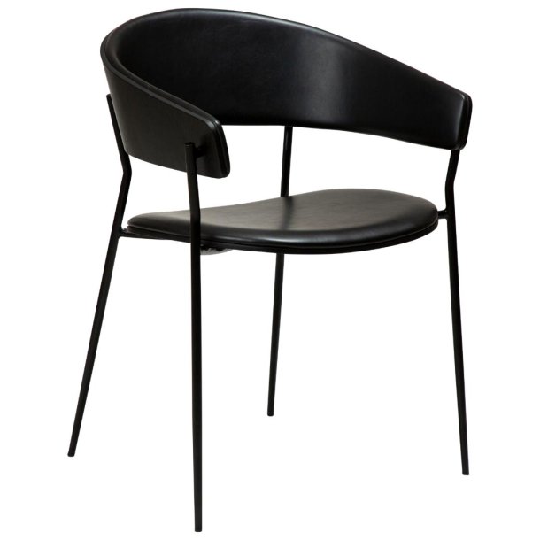 Crib Dan-Form spisestuestol med armln finer ask, PU kunstlder sort.