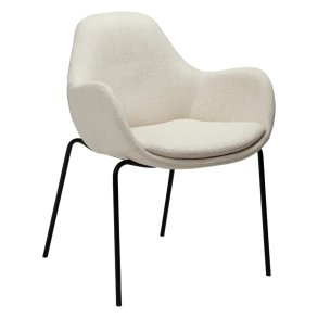 Zimmer Dan-Form matstol med armstöd bouclé beige.