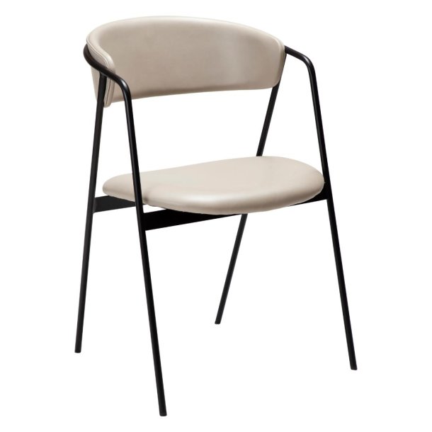 Swell Dan-Form Esszimmerstuhl mit Armlehnen PU-Kunstleder hellgrau.