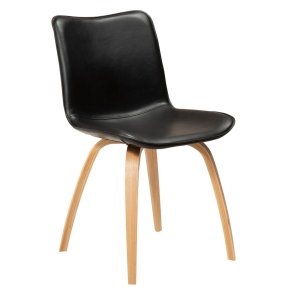 Glee Dan-Form spisestuestol PU kunstlder sort.