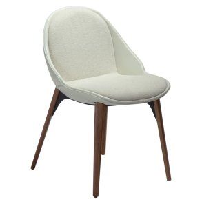 Arch Dan-Form matstol bouclé, PU-konstläder vit.