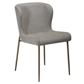 Glam Dan-Form Esszimmerstuhl Boucl&eacute; hellbraun.