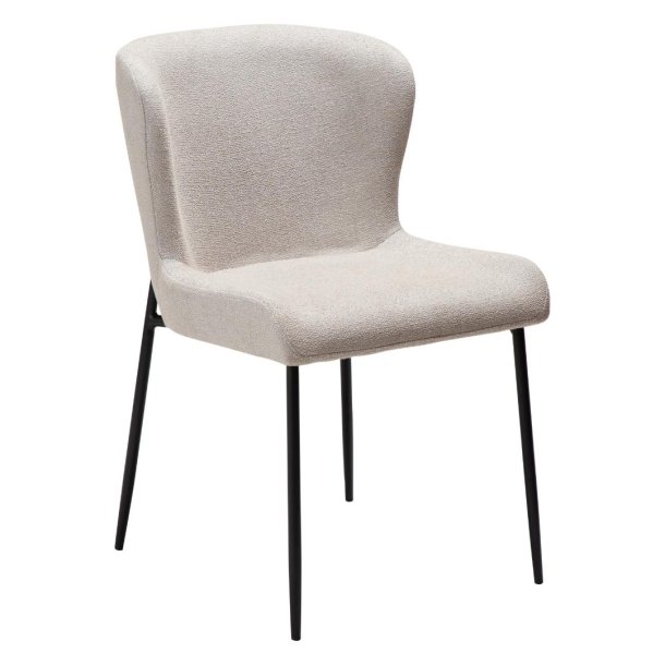 Glam Dan-Form matstol bouclé ljusgr.