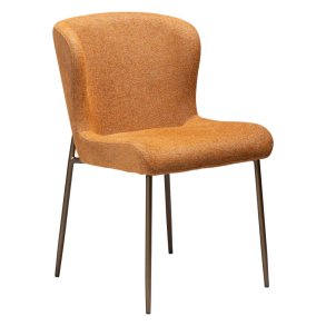 Glam Dan-Form matstol bouclé bränd orange.