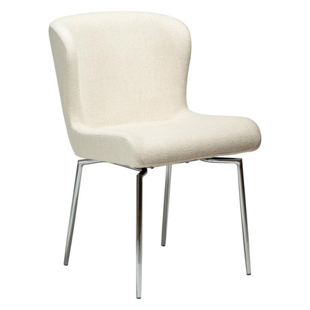 Glam Dan-Form Esszimmerstuhl Drehfuß Bouclé beige.