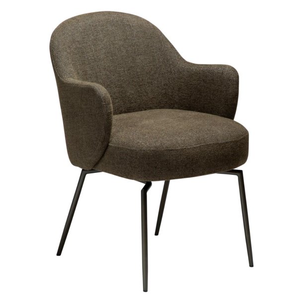 Bae Dan-Form matstol med armstöd, vridfot bouclé mörkgrön.