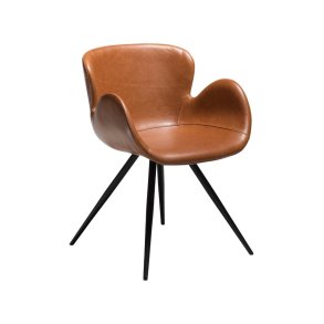 Gaia Dan-Form Esszimmerstuhl mit Armlehnen PU-Kunstleder hellbraun.