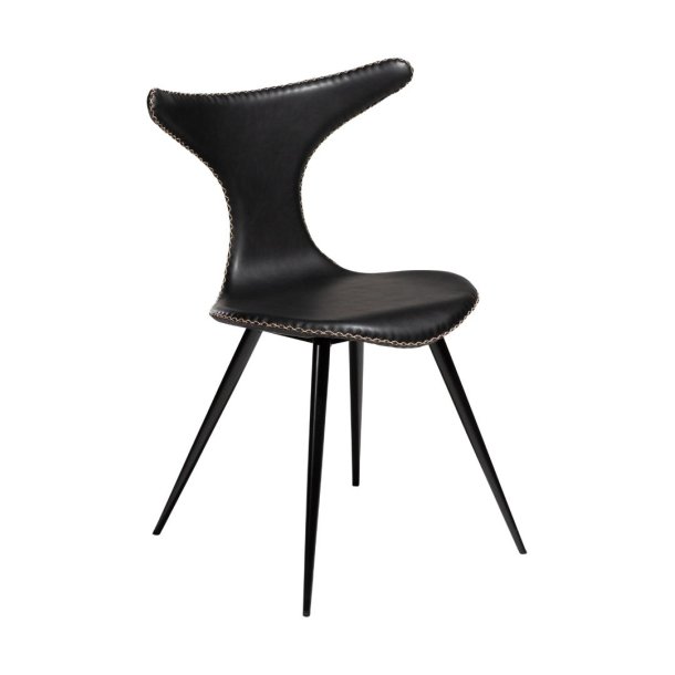 Dolphin Dan-Form spisestuestol PU kunstlder sort.