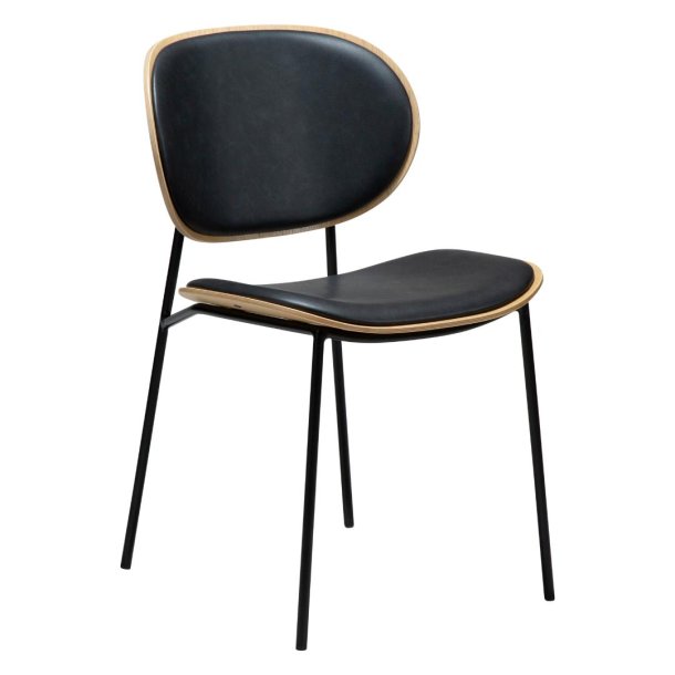 Clementina Dan-Form spisestuestol finer eg, PU kunstlder sort.