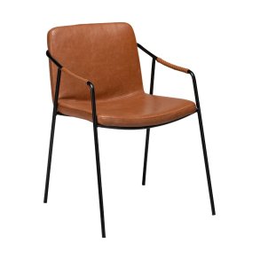 Boto Dan-Form Esszimmerstuhl mit Armlehnen PU-Kunstleder hellbraun.