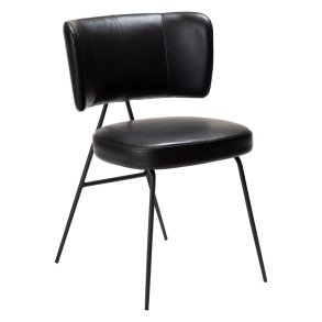 Roost Dan-Form spisestuestol PU kunstlder sort.