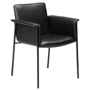 Vale Dan-Form Esszimmerstuhl mit Armlehnen PU-Kunstleder schwarz.