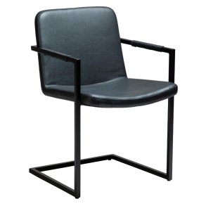 Bounce Dan-Form Esszimmerstuhl mit Armlehnen PU-Kunstleder schwarz.