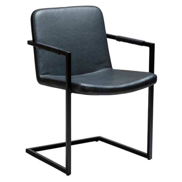 Bounce Dan-Form Esszimmerstuhl mit Armlehnen PU-Kunstleder schwarz.