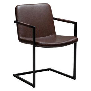 Bounce Dan-Form Esszimmerstuhl mit Armlehnen PU-Kunstleder dunkelbraun.