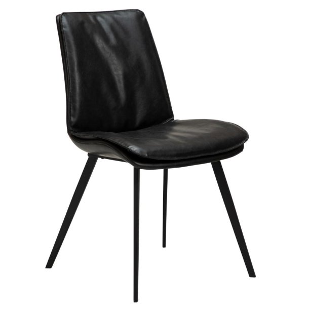 Fierce Dan-Form spisestuestol PU kunstlder sort.