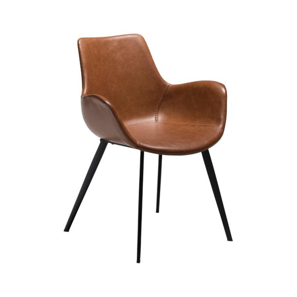 Hype Dan-Form Esszimmerstuhl mit Armlehnen PU-Kunstleder hellbraun.