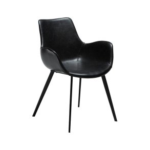 Hype Dan-Form Esszimmerstuhl mit Armlehnen PU-Kunstleder schwarz.