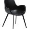 Hype Dan-Form Esszimmerstuhl mit Armlehnen PU-Kunstleder schwarz.