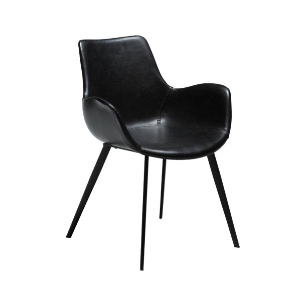 Hype Dan-Form Esszimmerstuhl mit Armlehnen PU-Kunstleder schwarz.
