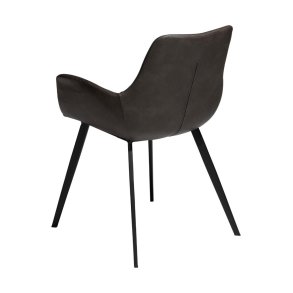 Hype Dan-Form Esszimmerstuhl mit Armlehnen PU-Kunstleder graulich.