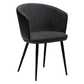 Hey Dan-Form matstol med armstöd bouclé, PU-konstläder svart.