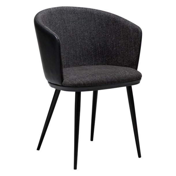 Hey Dan-Form matstol med armstöd bouclé, PU-konstläder svart.