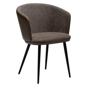 Hey Dan-Form matstol med armstöd PU-konstläder, bouclé brun.