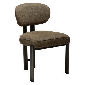 Duct Dan-Form Esszimmerstuhl Bouclé dunkelgrün.