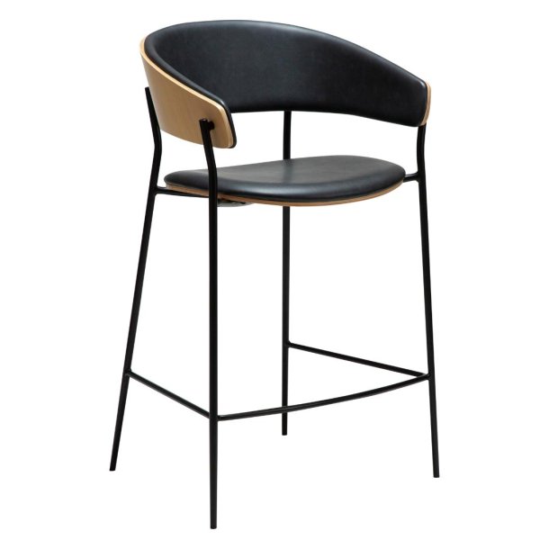 Crib Dan-Form counter stol med armlene finér eik, PU kunstlr svart.