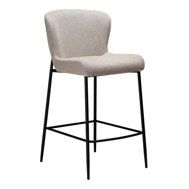Glam Dan-Form counter stol bouclé lysegr.