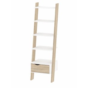 Napoli Bcherregal mit 1 Schublade und 5 Ablagen weiss/Eiche Dekor.
