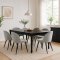 Amaretta ensemble pour salle � manger table noir 6 chaises velours gris.