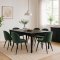Amaretta ensemble pour salle � manger table noir 6 chaises velours vert.