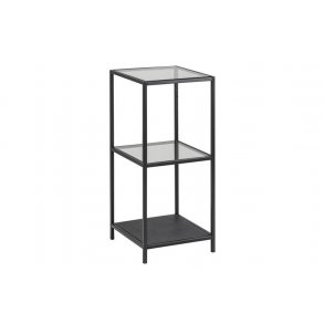 Sea Regal mit 2 Ablagen in klar Glas und schwarzen Metall.