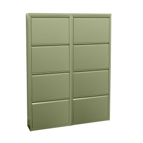 Pisa Schuhschrank mit 8 Klappen/Türen in Metall grün. Fertig montiert geliefert.