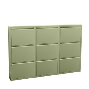 Pisa skoskap med 9 drer i metall grnn. Leveres ferdig montert.