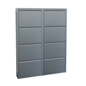 Pisa skoskap med 8 drer i metall gr. Leveres ferdig montert.