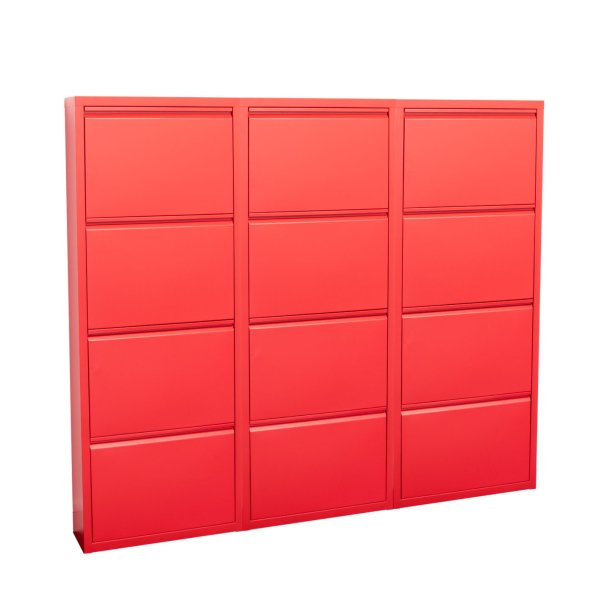 Pisa Armoire  chaussures  12 rabats/portes en mtal, rouge. Livr entirement mont. 