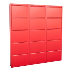 Pisa skoskap med 15 drer i metall rd. Leveres ferdig montert.