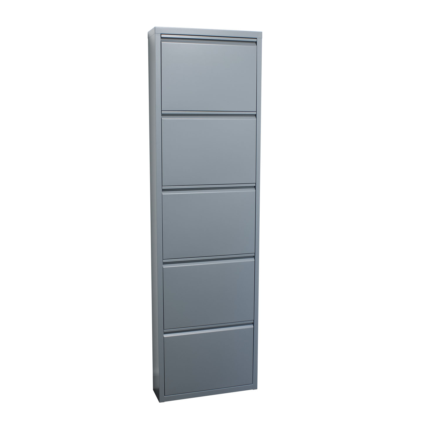 Pisa Schuhschrank Mit 5 Klappen/Türen In Metall Grau. Fertig Montiert Geliefert.